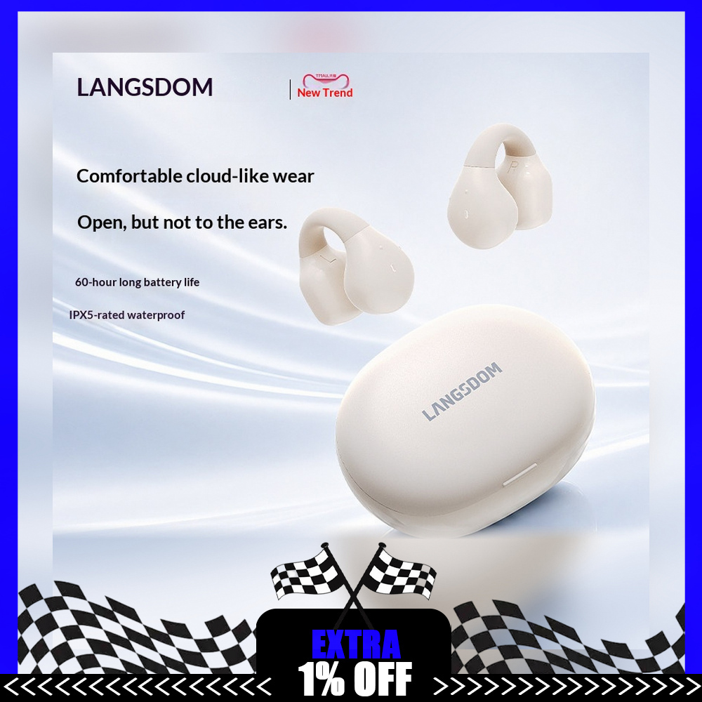 Bone Conduction Running Headphones - LANGSDOM TS03PRO Open Ear Clip Bluetooth
