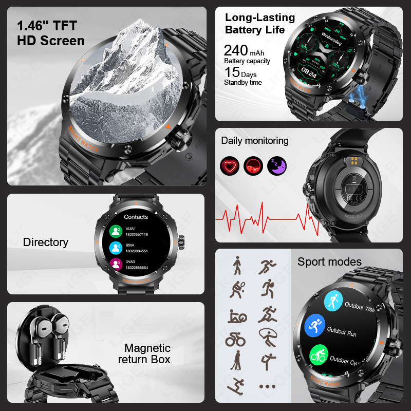 LIGE New 2 In 1 Smart Watch wi - Tws Earbuds Bluetooth 5.3 recension och pris
