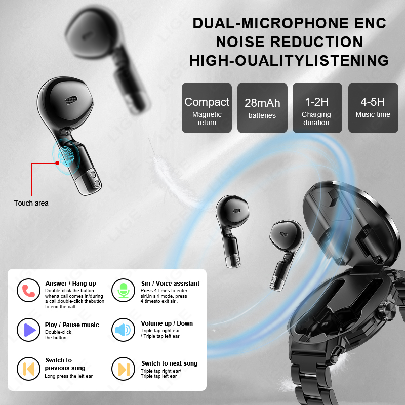 LIGE New 2 In 1 Smart Watch wi - Tws Earbuds Bluetooth 5.3 recension och pris