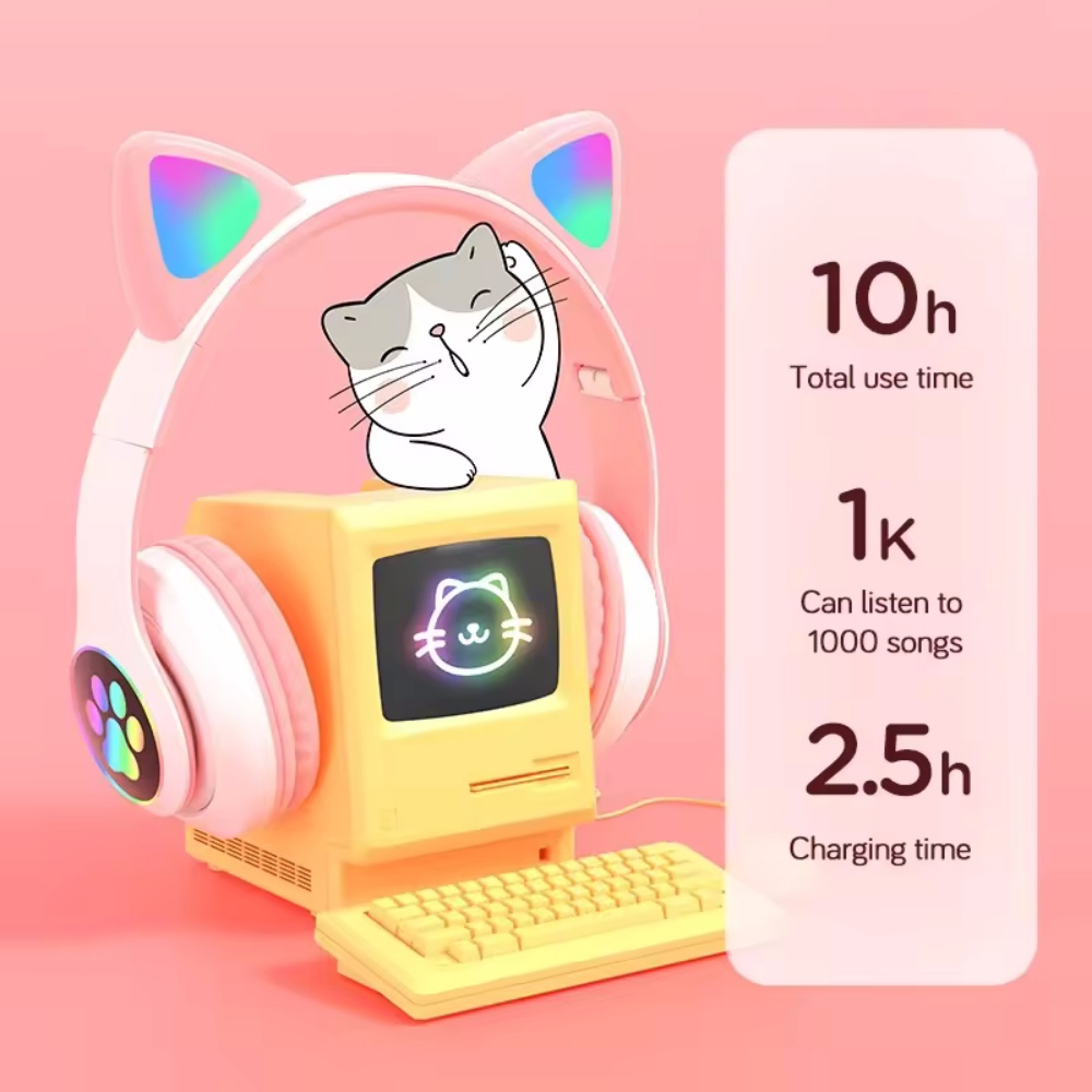 Foldable Wireless Bluetooth He - Cat Ear Bluetooth Headset Led recension och pris