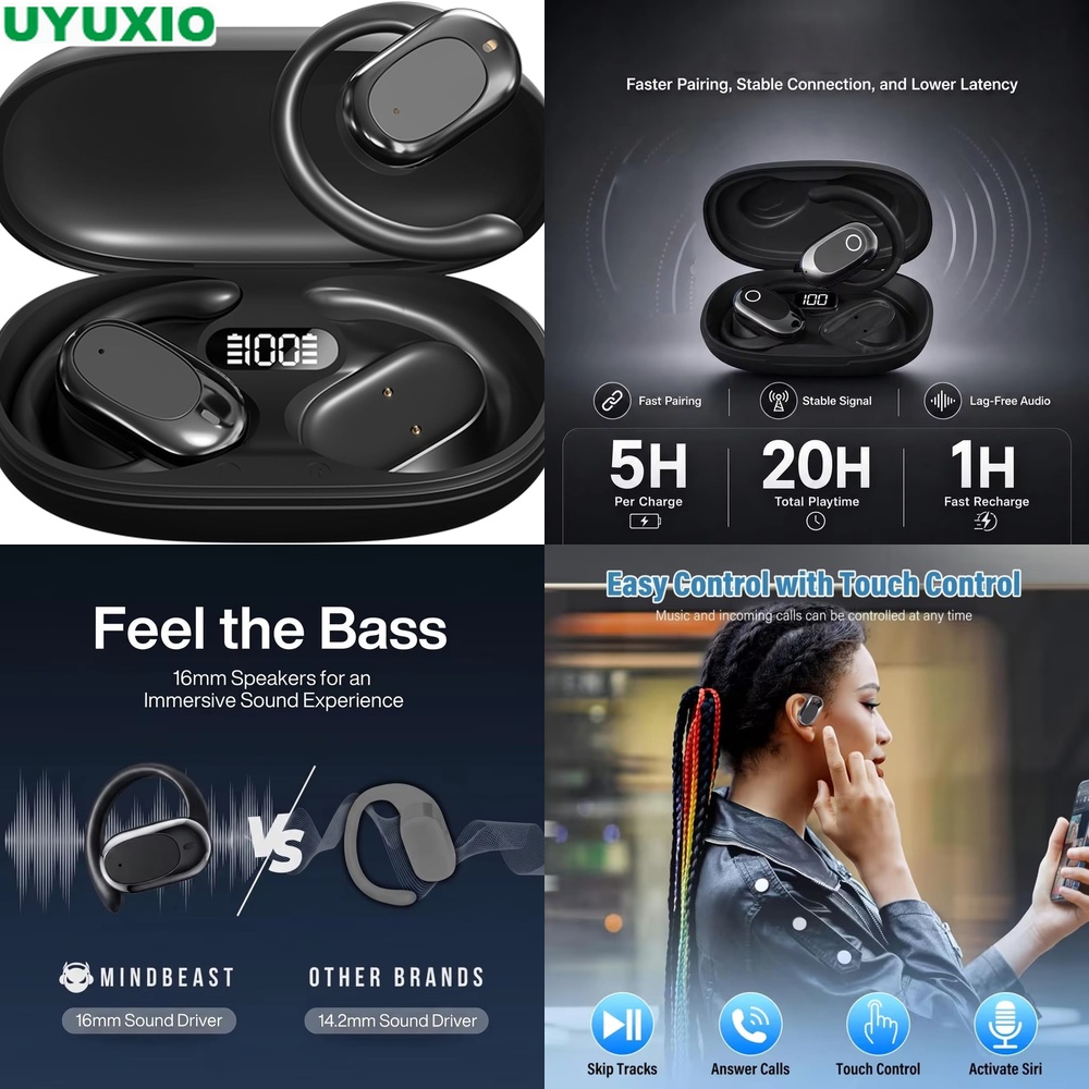 Open Ear Earbuds and Wireless  - Bone Conduction Running Headphones recension och pris