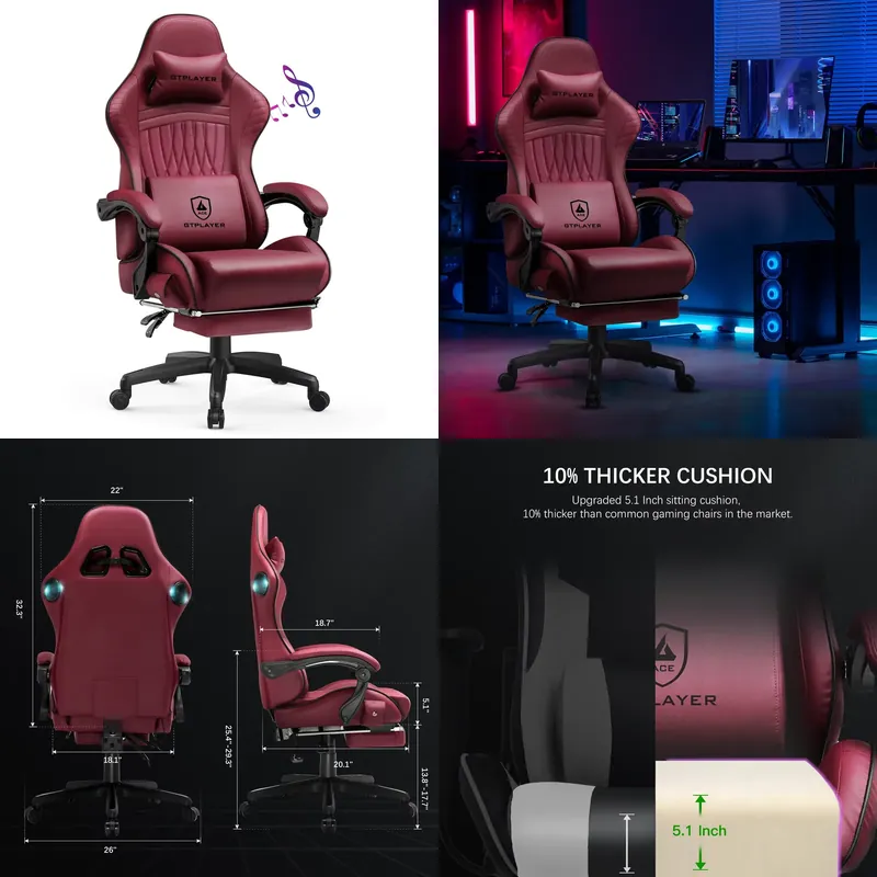 GTPLAYER Gaming Chair with Spe - Speakers recension och pris
